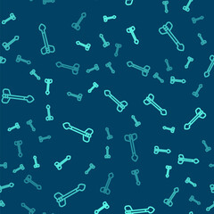 Green line Arrow icon isolated seamless pattern on blue background. Vector