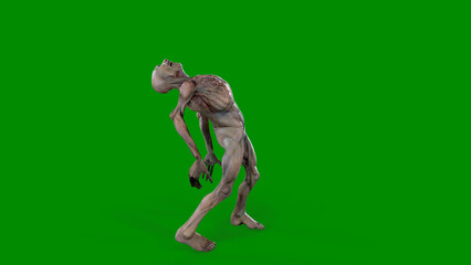 Fantasy character Zombie Undead in epic pose - 3D render on isolated green background
