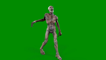 Fantasy character Zombie Undead in epic pose - 3D render on isolated background