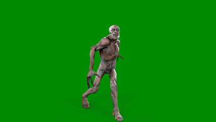 Fantasy character Zombie Undead in epic pose - 3D render on isolated background