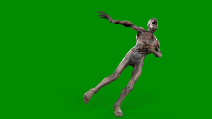 Fantasy character Zombie Undead in epic pose - 3D render on isolated background