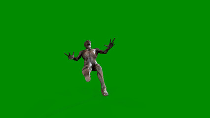 Fantasy character Zombie Undead in epic pose - 3D render on isolated background