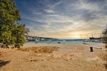 Beach at the port of Skinos, Greece