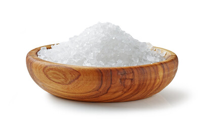 sea salt in olive wood bowl
