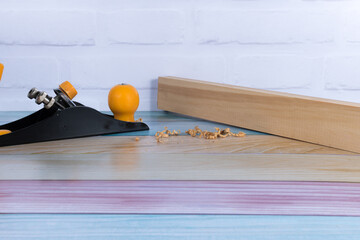 Carpentry tools set, wood and chip