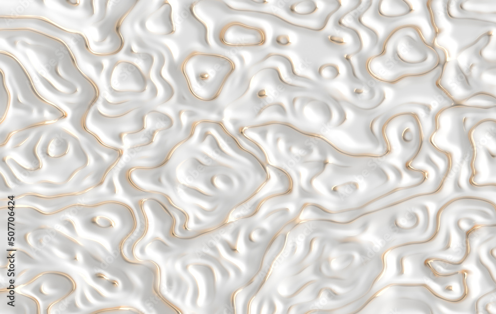 Poster abstract 3d rendering white and golden waves background