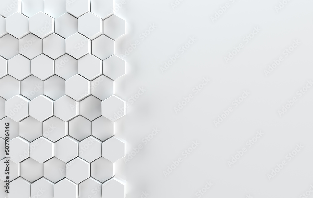 Poster hexagonal abstract background. modern cellular honeycomb 3d panel with hexagons. ceramic tile. 3d wa