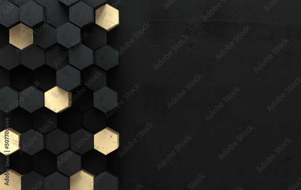 Poster hexagonal abstract background. modern cellular honeycomb 3d panel with hexagons. ceramic tile. 3d wa