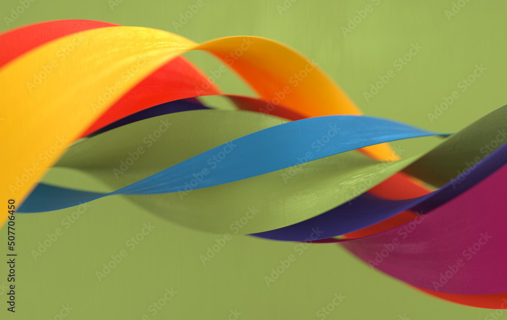 Poster abstract colorful twisted gribbons, waves. modern background 3d rendering
