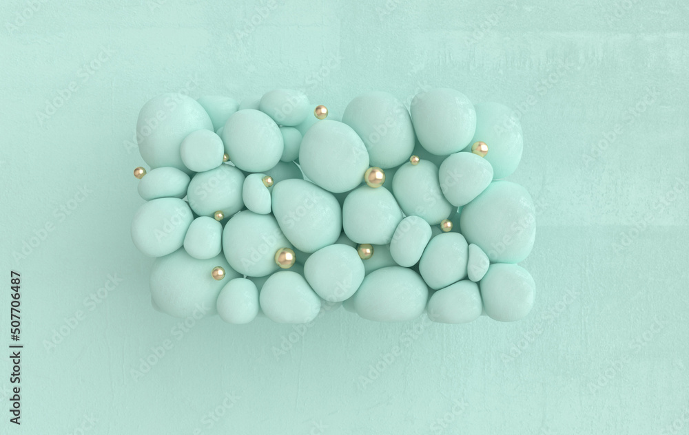 Aufkleber dynamic abstract pastel colored 3d rendering background with soft spheres.