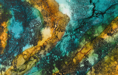 Volumetric abstract grunge background. Dirty cracked 3d rendering colorful surface