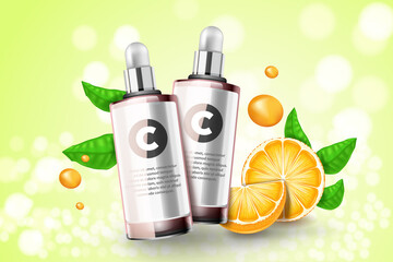 Vector 3D cosmetic illustration for the promotion ofm foundation premium product.