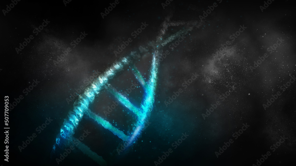Poster fragment of dna double helix model, 3d render.