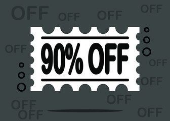 90% special offer. 90% off sales banner. 90 percent on dark background.