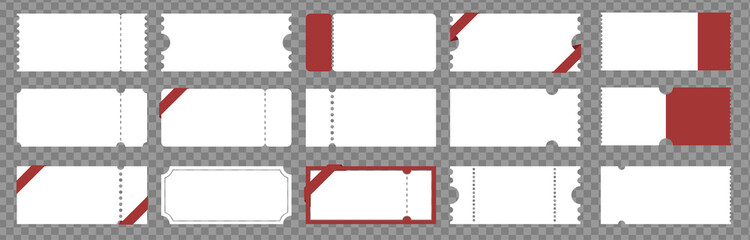 Empty coupon Template illustration set. ticket, voucher, discount coupon, gift voucher. Vector drawing. Hand drawn style. 