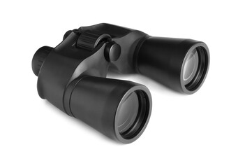 Modern binoculars isolated on white. Optical instrument
