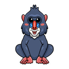 Obraz premium Cute little mandrill cartoon sitting