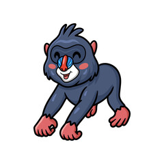 Cute little mandrill cartoon posing