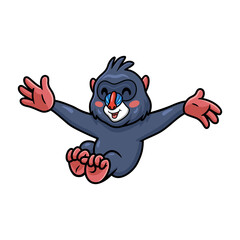 Cute little mandrill cartoon jumping