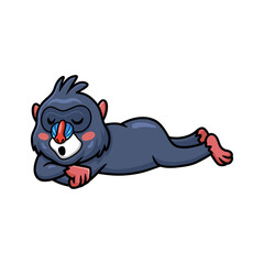 Cute little mandrill cartoon sleeping