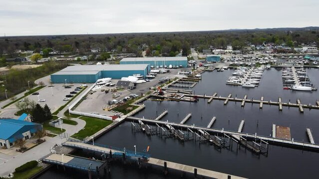 A gorgeous marina during a light storm.