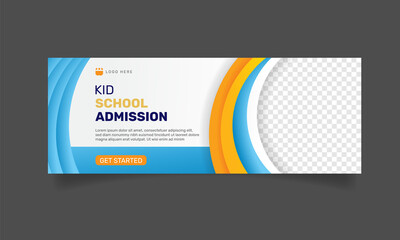 School admission banner flyer. Social media cover photo design template. - Vector.