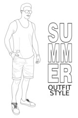casual wear style reference for boys simple illustration design for summer vacation to the beach