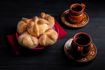 Traditional Mexican bread of the dead also known as 