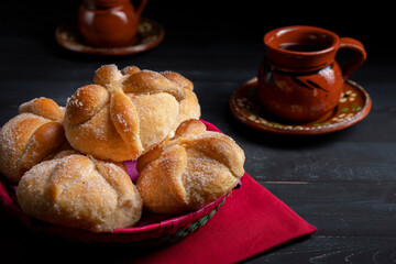 Traditional Mexican bread of the dead also known as 