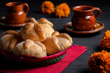 Traditional Mexican bread of the dead also known as 