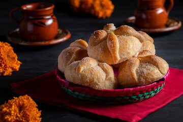 Traditional Mexican bread of the dead also known as 