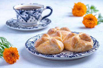 Traditional Mexican bread of the dead also known as 
