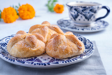 Traditional Mexican bread of the dead also known as 