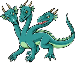 Foto op geborsteld aluminium Draak Cartoon cute three headed dragon
