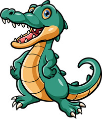 Obraz premium Cartoon funny crocodile posing on white background