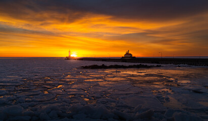 Winter Sunrise in Duluth, Minnesota - 507712229