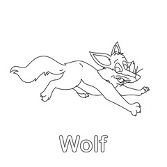 wolf coloring page line art animal vector