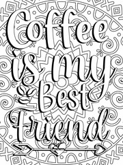 Hand-drawn coloring page for kids and adults. Coffee cup and flowers. A beautiful drawing for girls with patterns and tiny details. Pictures to color. Vector