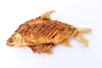 Fired Fish on white background