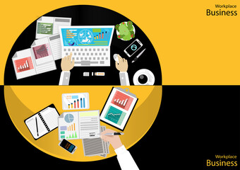 Illustration business.design modern  idea and concept think creativity. for Social network,success,plan,think,search,analyze,communicate, futuristic idea innovation technology.