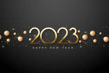 2023 happy new year with fancy gold numbers