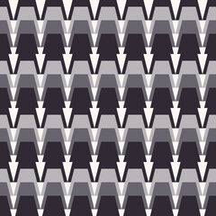 Fototapeta premium Vector abstract geometric arrow shape black grey color seamless pattern background. Use for fabric, textile, interior decoration elements, upholstery, wrapping.