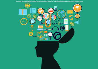 Illustration business.design modern  idea and concept think creativity. for Social network,success,plan,think,search,analyze,communicate, futuristic idea innovation technology.