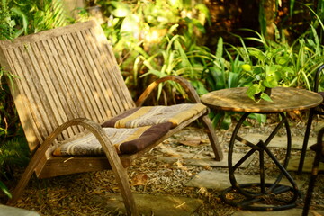 chair in the garden cafe'