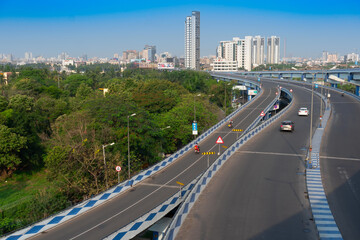 Kolkata, West Bengal, India - January 1st 2016 : Parama Island flyover, popularly known as Ma or Maa flyover is a long flyover. From Alipore to Eastern Metropolitan Bypass of Kolkata.