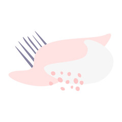 Modern flat icon template illustration in pink, soft blue, purple and dark gray or black with spots, shapes, lines and dots decoration for cards, banners, posters, stickers