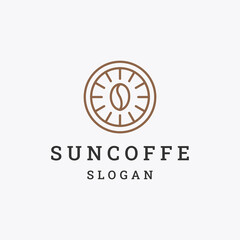 Sun coffe logo icon flat design template 