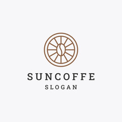 Sun coffe logo icon flat design template 