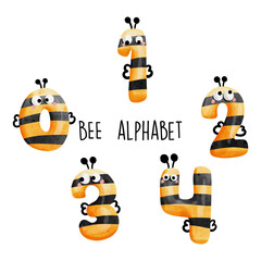 Bee number, honey bee number. Vector illustration