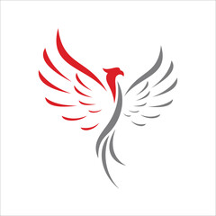 Abstract Eagle Phoenix Logo Design. Bird Phoenix Logo Design  Template Vector Illustrations